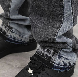 Jean en denim délavé coupe droite ample pour homme, style vintage, respirant, longueur intégrale, idéal pour l'été - Product Image 3