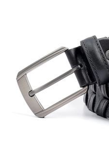 Cinturones Trenzados de Cuero Genuino de Alta Calidad para Hombre 2026, Cinturón Casual Negro Personalizado con Patrón de Tejido, Venta al Por Mayor OEM - Product Image 5