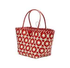 Sac et sac à main tissés en plastique rouge et blanc, design spécial, faits à la main, élégants, décontractés, pour femmes, pour le shopping quotidien. - Product Image 1