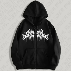 <b>Men's</b> <b>White</b> Zip up Hoodie 100% Cotton Winter Heat Transfer Logo Streetwear Long Sleeve <b>Sweatshirt</b> - Product Image 5