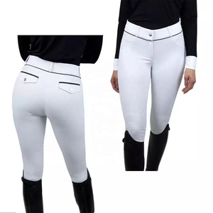 Pantalones ecuestres de alta calidad hechos en paquistaní para mujer, calzas de montar a caballo de asiento completo con mallas blancas de silicona - Product Image 2