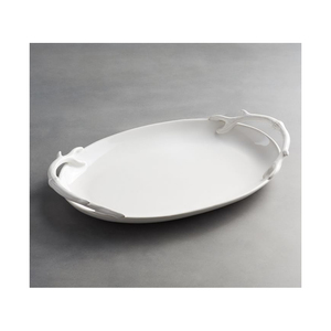 Bandeja de Servicio de Metal Blanco Premium, Elegante Diseño Moderno, Plato Decorativo para Servir Alimentos, para Uso en el Hogar, Hotel o Restaurante - Product Image 1