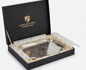 Bandeja de Servicio de Metal Pulido Acme Premium con Diseño Paisley y Asa para Uso Residencial, Eventos de Boda y Regalos - Product Image 2