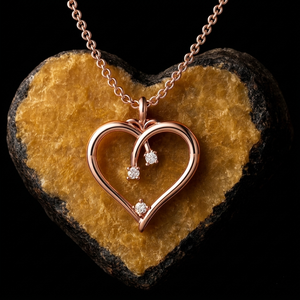 Collier pendentif double cœur en or rose de luxe avec accents de diamants, bijoux fins élégants et romantiques, cadeau pour femme, anniversaire - Product Image 1