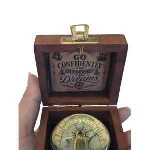 Customizable <b>Antique</b> <b>Brass</b> Compass With Wooden Base Handmade Durable Nautical Gifts & Accessories Vintage Compass Metal Arts - Product Image 4