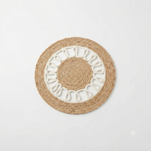 Sets de table ronds en jute au design moderne, écologiques, à motif floral tressé, personnalisables, pour la maison - Product Image 4
