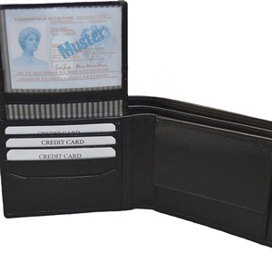 Wholesale Men's Fashion Bifold <b>Wallet</b> Premium Genuine Leather RFID Coin Purse Open Closure Slim Design <b>Card</b> <b>Holder</b> Polyester - Product Image 1