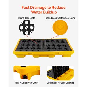 Piattaforma Modulare Antispargimento a Basso Profilo per 4 Fusti, Capacità 31 Galloni, Portata 8818 Libbre, Realizzata in HDPE - Product Image 4