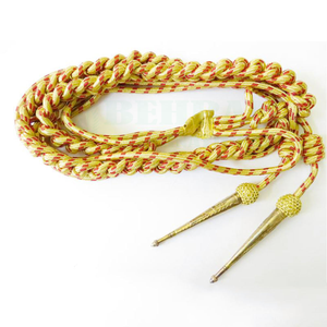 Aiguillette de luxe tressée métallique avec embouts métalliques, bicolore or et rouge, personnalisable, accessoires pour uniformes, sur demande OEM - Product Image 1