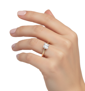 แหวนเพชรสร้างในห้องปฏิบัติการ ทองคำแท้ 10K 14K แหวนเพชรเม็ดเดี่ยวทรงปรินเซสคัท ของขวัญแทนใจ แหวนเพชรสำหรับขอแต่งงาน แหวนฝังเพชรแบบ 4 พาเว่เซ็ตติ้ง - Product Image 6