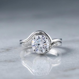 Luxury 2CT Round Colorless Moissanite Halo Curve Pave Ring Original 925 Silver Engagement Women's Charms <b>For</b> <b>Friends</b> - Product Image 1