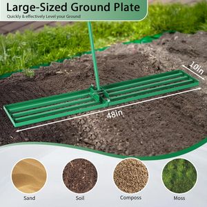 Rastrello Paesaggistico in Lega d'Acciaio 48*9.8*75 Pollici per Prato e Giardino, Personalizzabile OEM, Rastrello Livellante in Metallo con Testa in Ferro, Attrezzo per Paesaggistica - Product Image 2