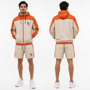 <b>Men</b> Adults Vintage Solid Soft Shell <b>Waterproof</b> Windbreaker Embroidered Zip Hooded Lightweight Short <b>Suits</b> All Seasons Outdoor - Product Image 3