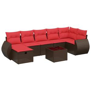 Juego de sofás de patio de ratán sintético marrón de 8 piezas con cojines, elegantes muebles de exterior - Product Image 2