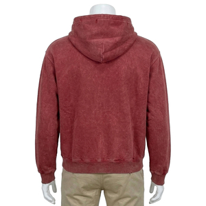 เสื้อสเวตเชิ้ตผ้าฟลีซมีฮู้ดสีแดงประดับเพชรสำหรับผู้ชาย ทรงปกติ สีพื้น สวมใส่สบายๆ ในฤดูใบไม้ร่วง - Product Image 2