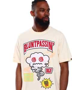 T-shirt Crème pour Homme Bluntpassin' avec Imprimé Nuage Cartoon, Manches Courtes, Coupe Classique, Col Rond, Style Urbain, en Jersey de Coton - Product Image 3
