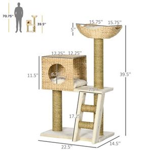 Lussuoso Tiragraffi Grande per Gatti, Torre Moderna in Legno Massello, Cuccia per Gatti da Interno con Stile Moderno per Arrampicarsi e Giocare - Product Image 3