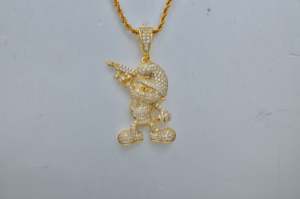 Collier Pendentif Personnalisé Lettre Hip Hop Design Géométrique Plaqué Or 14K Zircon Sertis de Pierres avec Chaîne Corde Mignon pour Unisexe - Product Image 3