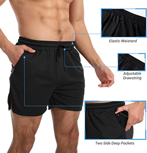 Pantalones Cortos Deportivos Lisos para Hombre, Ropa de Fitness, Pantalones Cortos para Correr al Aire Libre de Verano, Pantalones Cortos de Gimnasio Personalizados, Spandex/Nylon con Cordón Ajustable - Product Image 5