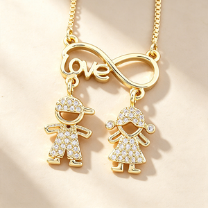 QIKU nuovo arrivo ragazza e ragazzo Infinity Love ciondolo in rame cubico zircone collana a maglie per bambini gioielli a catena regalo per la festa della mamma - Product Image 1