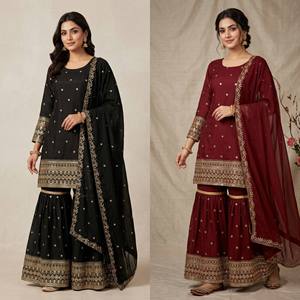 AG EXPORT Elegant Traditional Indian Ethnic Heavy Vichitra Silk Suit Embroidered Dupatta for <b>Wedding</b> Party Family Functions - Product Image 6