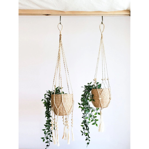 Hand Woven Jute Rope Hanging Planter <b>Basket</b> Eco Friendly Woven <b>Flower</b> Pot Holder Indoor Plants Style Garden Decor <b>For</b> Home - Product Image 5