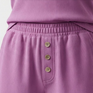 Women's 2 Piece Ribbed Short Sleeve T Shirt and Above Knee Shorts <b>Set</b> Solid Casual Spring Summer Wear - Product Image 5