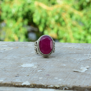 แหวนทับทิมแคชเมียร์วินเทจ เงินแท้ 925 สไตล์โบราณ แหวนพลอยทับทิม ดีไซน์หรูหรา เครื่องประดับเงินแท้ขายส่ง - Product Image 2