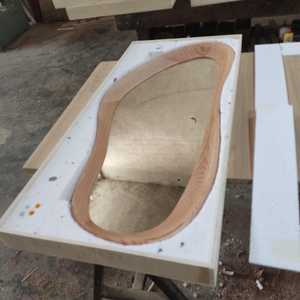 Modern Organic <b>Wave</b> Solid Wood Wall <b>Mirror</b> Horizontal Fluid Asymmetric Timber Frame Accent <b>Mirror</b> Luxury Living Room Decor Piece - Product Image 6
