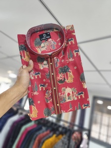 Conjunto de Kurta y Pijama de Seda Satinada Premium para Hombre con Bordado Pintex – Ropa Festiva y para Bodas - Product Image 3