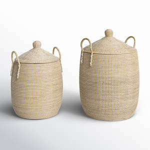 ตะกร้าหญ้าทะเลทำด้วยมือแบบชนบทผลิตภัณฑ์ดีไซน์ดั้งเดิม - Product Image 4