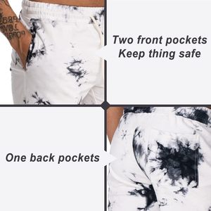<b>Men's</b> <b>Tie</b> Dye Board Shorts Mid Waist Drawstring Quick Dry Casual Swim Trunks White <b>Black</b> Patterned Short Length - Product Image 6
