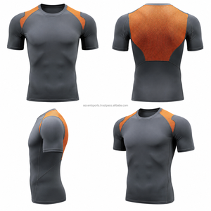 Men <b>Skin</b>-Fit Performance Compression Shirt Short Sleeve Breathable Custom <b>Base</b> <b>Layer</b> OEM Quick Dry Workout Running Training - Product Image 2