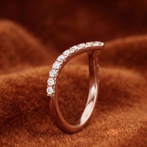 Anillo de Compromiso en Forma de V con Moissanita en Oro Rosa, Joyería Nupcial con Diamantes para Mujer, Aniversario, EE. UU. - Product Image 2