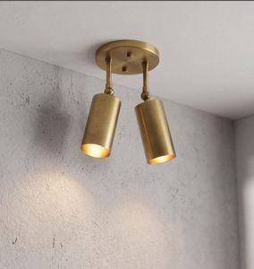 Plafonnier semi-encastré en laiton massif de style Mid-Century – Spot lumineux minimaliste avec abat-jour en forme de tambour de 6 pouces - Product Image 6