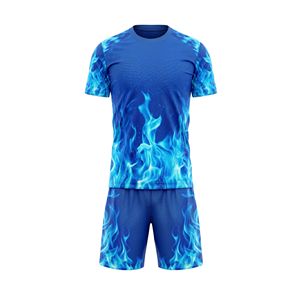 Camiseta de Fútbol con Diseño de Llama Azul, Uniforme de Fútbol con Estampado por Sublimación, Ropa Deportiva Profesional de Alto Rendimiento - Product Image 1