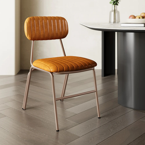 Chaise de salle à manger contemporaine en similicuir avec siège rembourré et structure métallique pour restaurants, hôtels et cafés - Product Image 1
