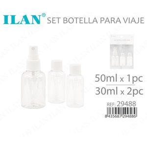 Set di Bottiglie da Viaggio Ilan 50ml 1pz 30ml 2pz per Liquidi - Product Image 3