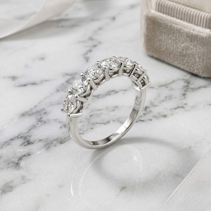แหวนทอง 14k น้ำหนัก 2.35 กะรัต สี E ทรงกลมเจียระไนแบบ Prong Set ครึ่งวง ประดับเพชรแล็บโกรว์ สำหรับเครื่องประดับหรูหราที่ได้รับการรับรอง - Product Image 3