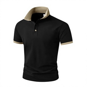 Men's Black for Shirt Short Sleeve Digital Printing Logo Breathable Casual Jersey Knitted Polyester/Cotton Solid Front Design - Product Image 1