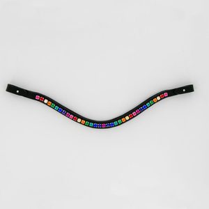 Bandeau de tête pour cheval en cuir de qualité supérieure, personnalisable, coloré, avec base de strass et chaîne de cristaux, boucle à dégagement rapide - Product Image 2