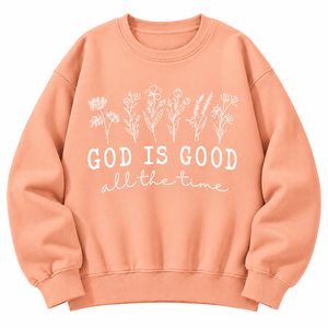 Sudadera Oversize de Algodón 100% con Cuello Redondo y Forro Polar, Diseño Gráfico 'God Is Good All the Time', Top Casual de Manga Larga - ¡Venta Caliente! - Product Image 1