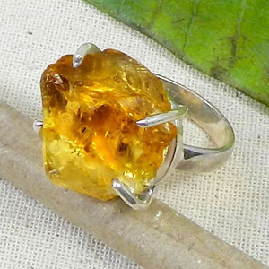 Natural Citrine Rough Stone 925 Sterling Silver Ring Natural Raw Gemstone Jewelry <b>Unique</b> Statement Ring <b>for</b> <b>Her</b> - Product Image 5