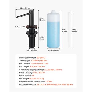 Dispenser di Sapone da Incasso in Acciaio Inox, Bottiglia Ricaricabile da 17OZ, per Cucina, Lavastoviglie e Sapone per Mani - Product Image 4