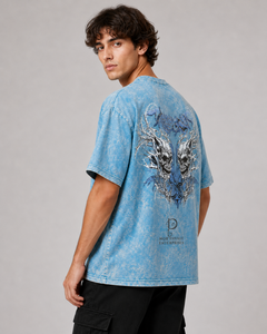 Camiseta Oversize para Hombre con Lavado Ácido y Estampado de Calavera, Manga Corta, Cuello Redondo, Estilo Urbano, de Algodón Jersey, Precio al por Mayor - Product Image 3