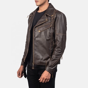 Motorbike Leather <b>Jacket</b> in Brown Customized Sheep Leather <b>Jacket</b> for Men Quilted Leather <b>jacket</b> for men - Product Image 3