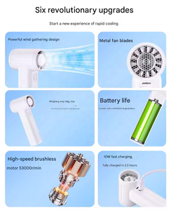 Ventilador de Mano Nuomiqian A78, Recargable por USB, Alta Velocidad, 4 Niveles, Ventilador de Tormenta, 53000 RPM, Ventilador de Bolsillo para Exteriores (Nuevo) - Product Image 2