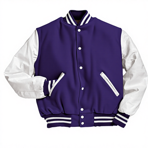 Vestes de baseball personnalisées pour hommes, style universitaire, chaudes pour l'hiver, avec manches en cuir, logo brodé, style lycée - Product Image 2