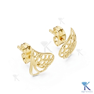Boucles d'oreilles minimalistes en or, motif aile de papillon ajouré, feuille creuse en filigrane, or massif 14K 18K, bijoux fins pour femmes, fabricant - Product Image 2