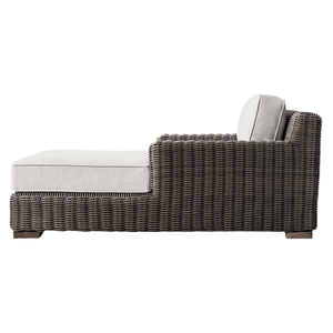 Chaise longue de luxe en teck avec accoudoirs en rotin tressé à la main, lit de repos rembourré haut de gamme pour l'extérieur, mobilier pour hôtel, villa, complexe hôtelier - Product Image 2